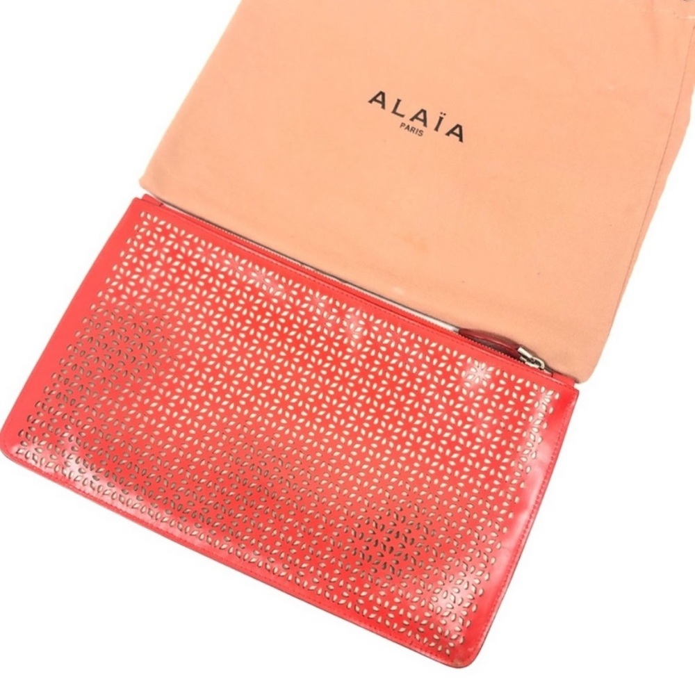 Alaia Clutch Pochette Laser Cut Out Bag Leather